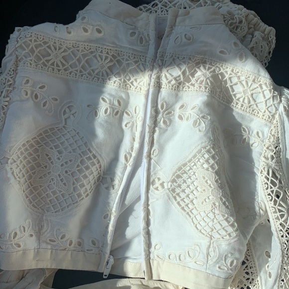 Zimmermann Dress Aliane Cutout Broderie Anglaise Lace Cotton Mini Ivory - Picture 10 of 13